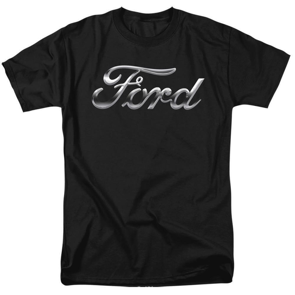 Ford Chrome Ford Logo Adult 181 T Shirt Black